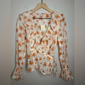 Women’s Free People Amanda Ruffle Wrap Top size M NWT